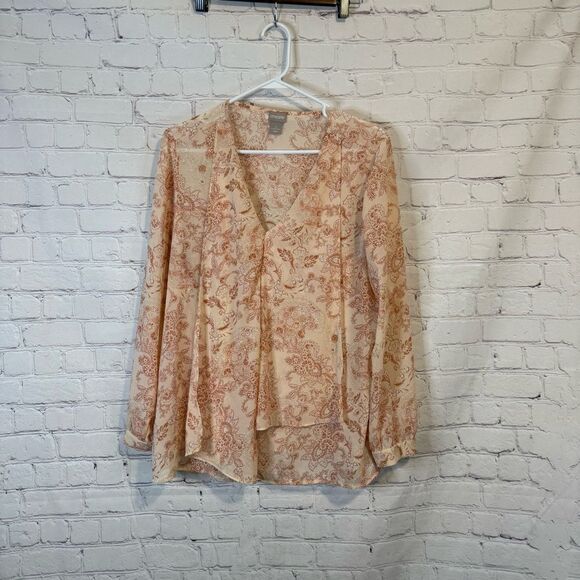 Chico's Pink Asymmetrical Tie Front Blouse - Picture 1 of 6